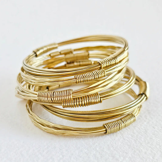 Brass Twisted Wire Coil Bracelet