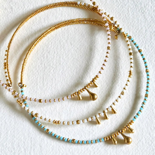 Handmade Micro Brass Beaded Wire Necklace