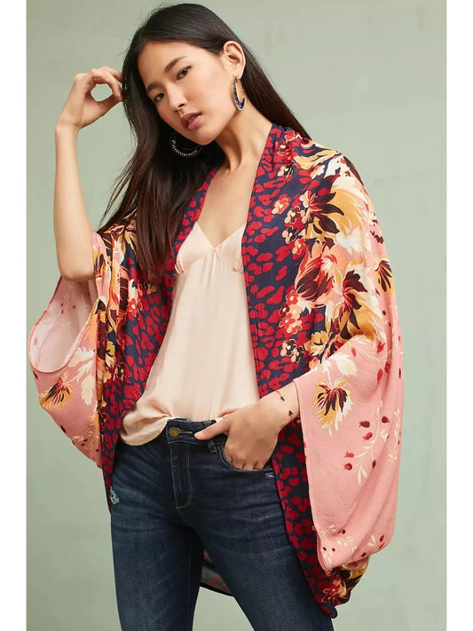 Short Abstract Floral Kimono