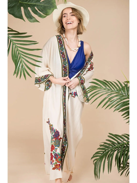 Long Floral Kimono Cover