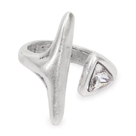 Bar and Crystal Pewter Ring