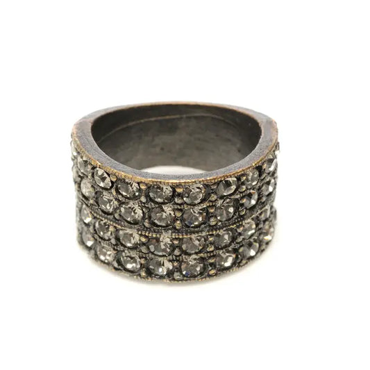 4 Row Band Black Diamond Ring