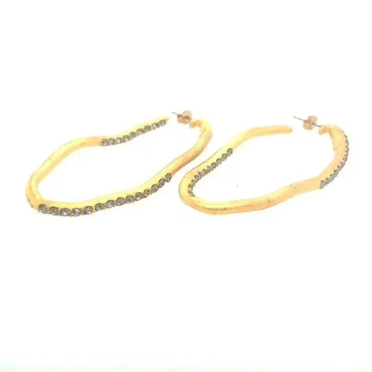 Golden Wave Squiggle Hoops