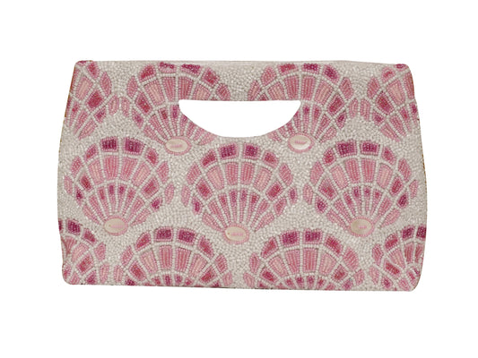 Beaded Pink & White Shell Bag