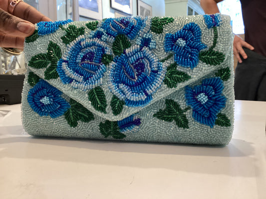 Beaded Blue Flower Bag