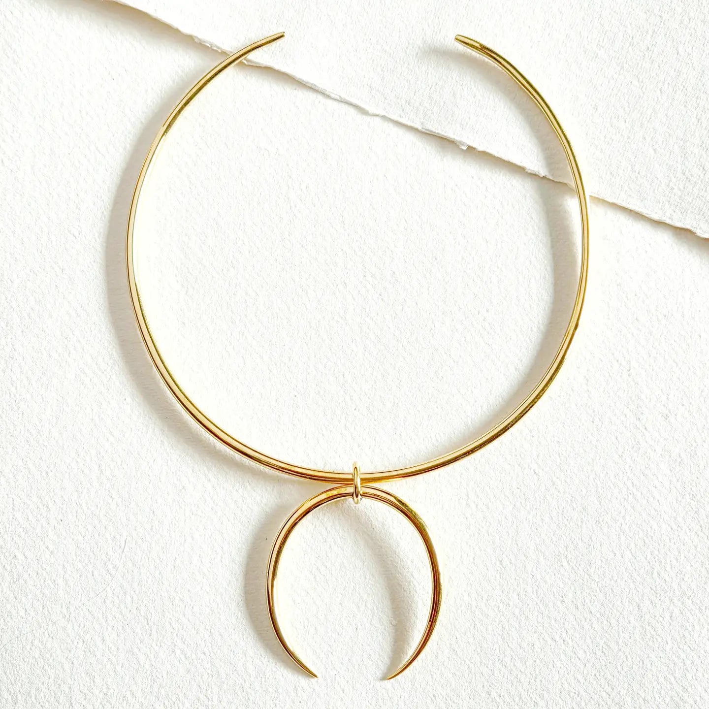 Solid Brass Smooth Minimal Collar Arc Claw Necklace Talan