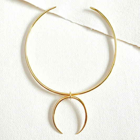 Solid Brass Smooth Minimal Collar Arc Claw Necklace Talan