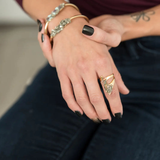 Pyrite Gold Raw Stone Ring
