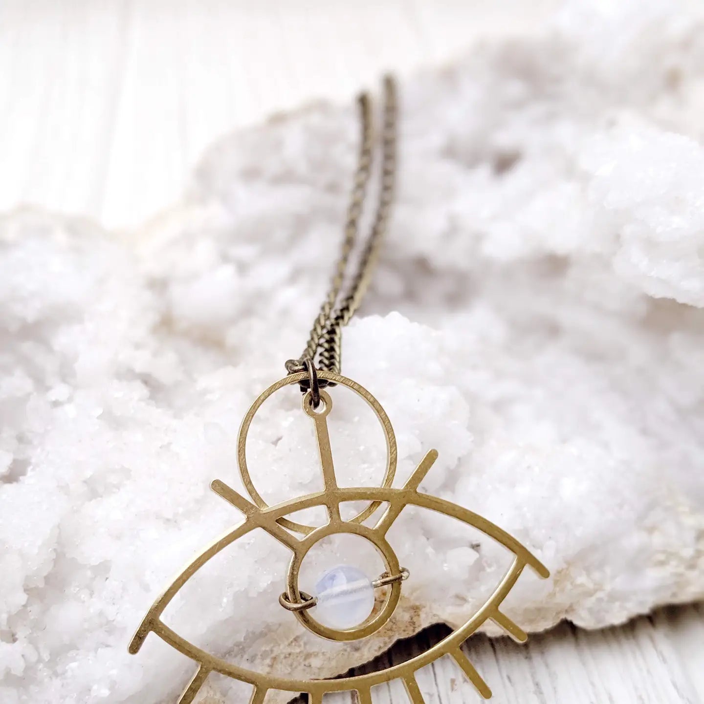 Moonstone Eye Pendant Necklace