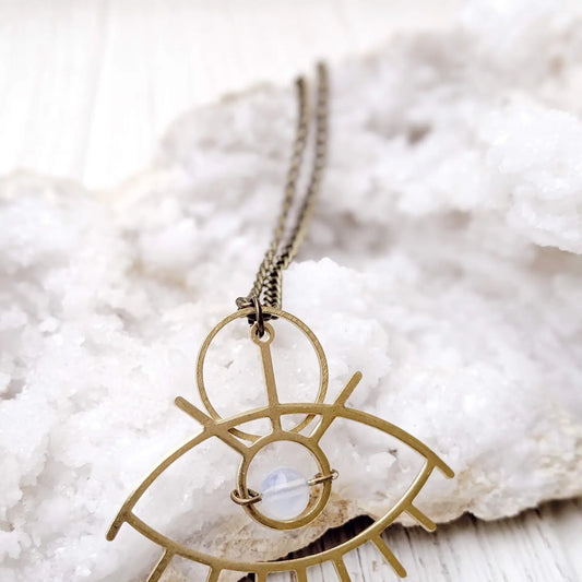 Moonstone Eye Pendant Necklace