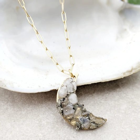 Moonstone Crescent Necklace