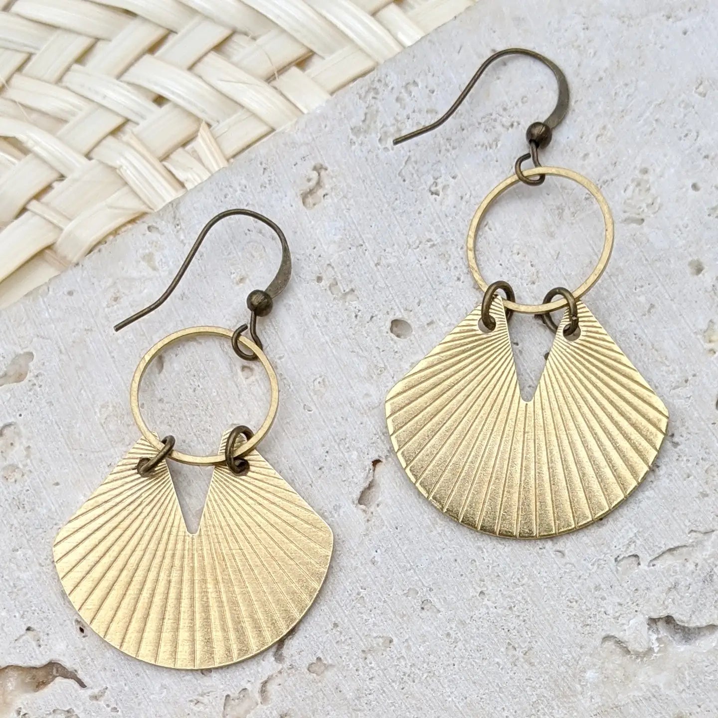 Brass Fan Earrings
