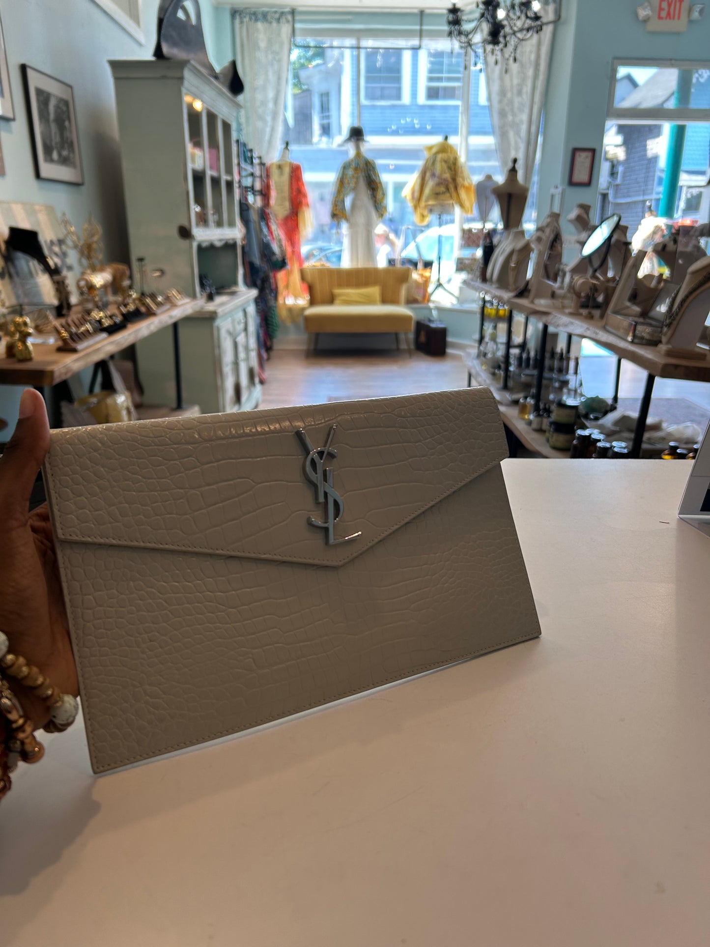 Saint Laurent Embossed Leather Uptown Clutch