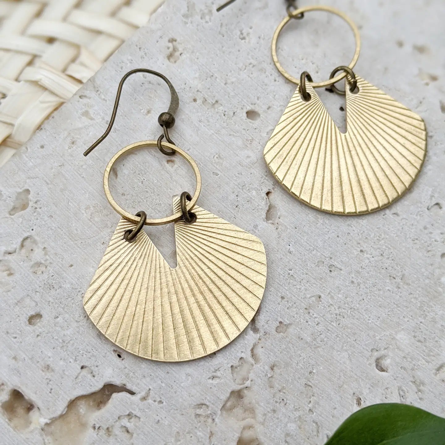 Brass Fan Earrings