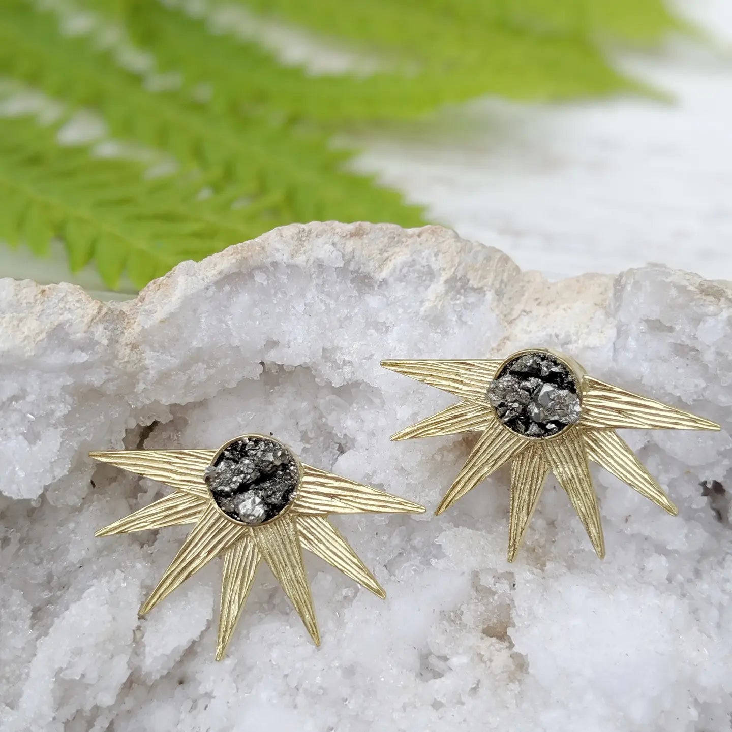 Celestial Starburst Silver Stud Earrings