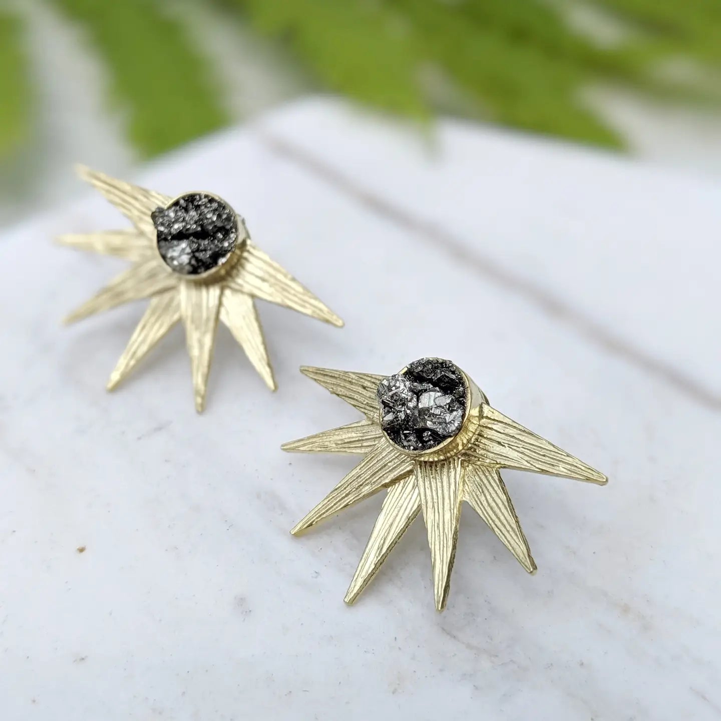 Celestial Starburst Silver Stud Earrings