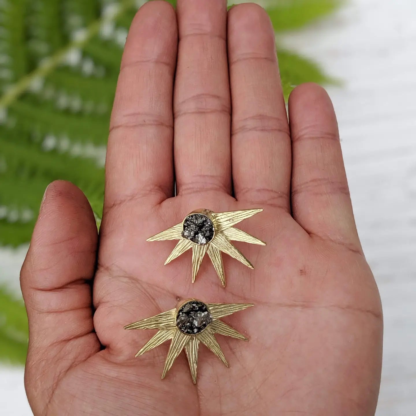 Celestial Starburst Silver Stud Earrings