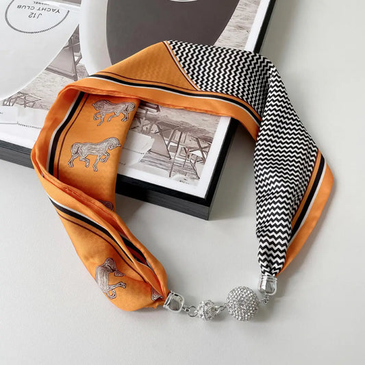 Magnetic Faux Silk Scarf Necklace