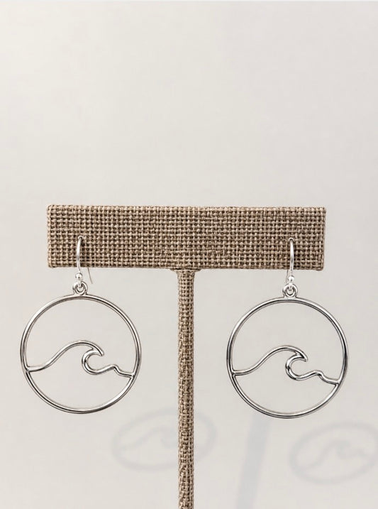 Small Silver Wave Hoop Earrings