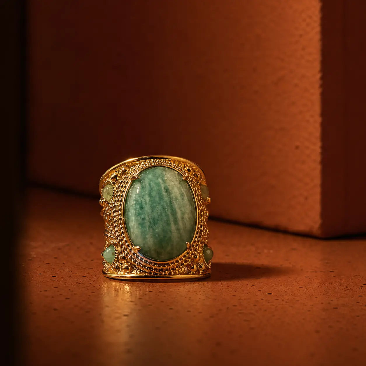 Amazonite Chunky Green Gemstone Ring