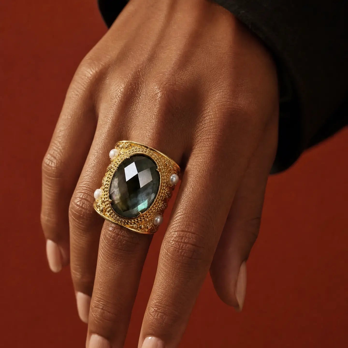 Midnight Pearl Majesty Ring