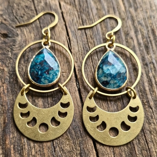 Mystical Moon Phase Dangle Earrings