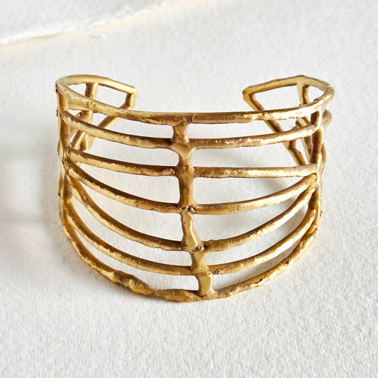 Brass Caged Irregular Handcrafted Cuff Bracelet