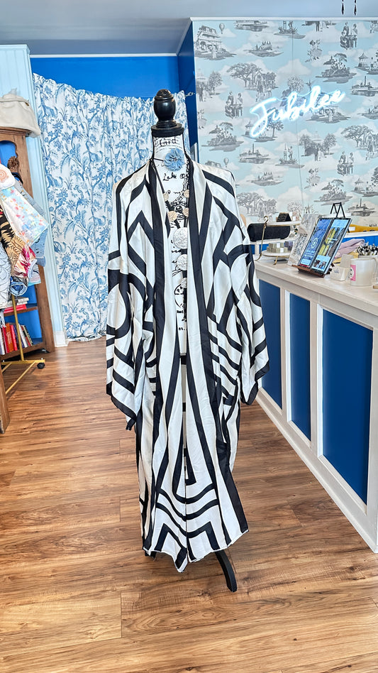 Black and White Art Deco Kimono