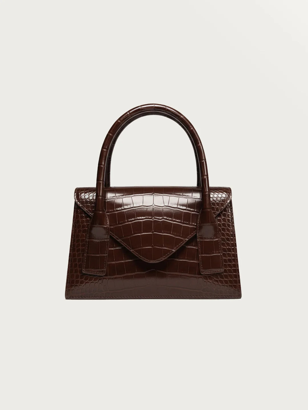 Mini Structured Croc Bag in Brown Croc