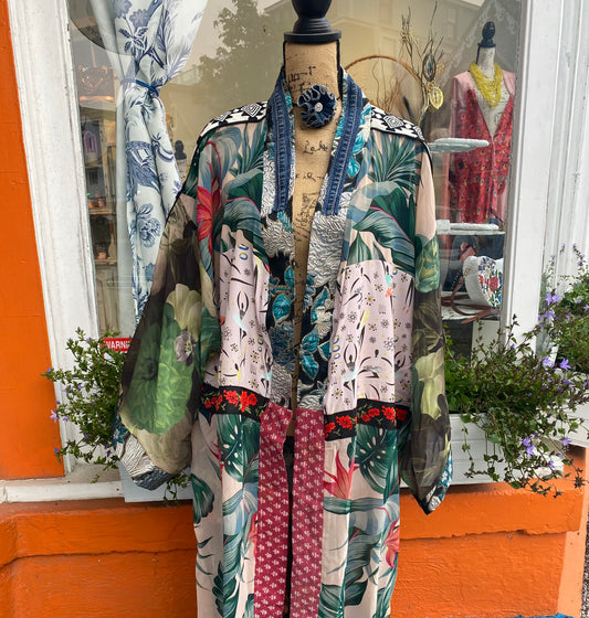 Leaf Dancer Chiffon Kimono - Handmade One of a Kind