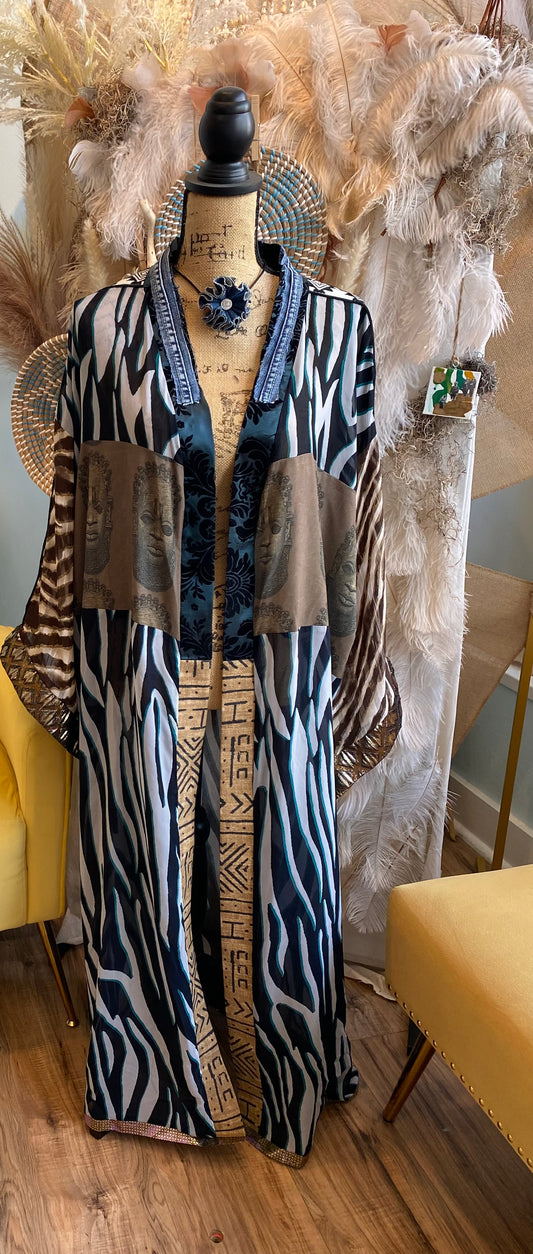 Zebra Print Chiffon Kimono (Handmade One of a Kind)