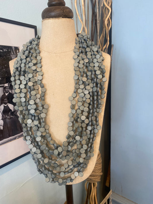 Beaded Disc Olive Necklace
