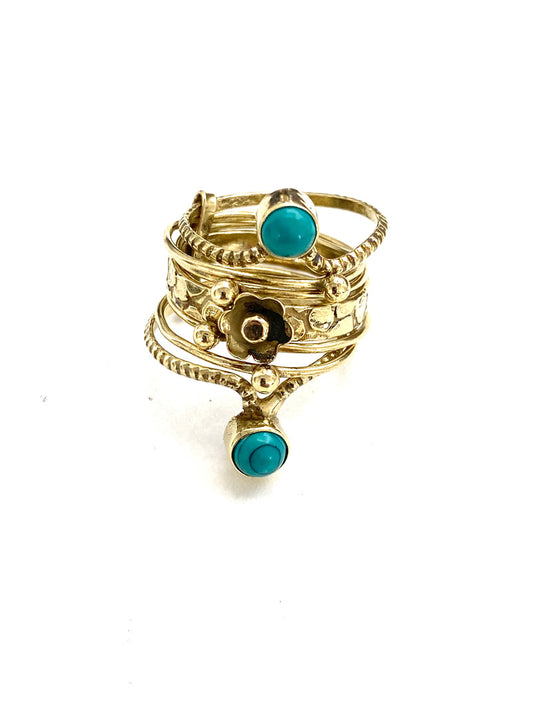 Ekta Double Turquoise Ring