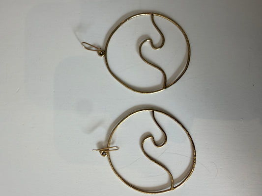Large Hoop Waves Brass Earring