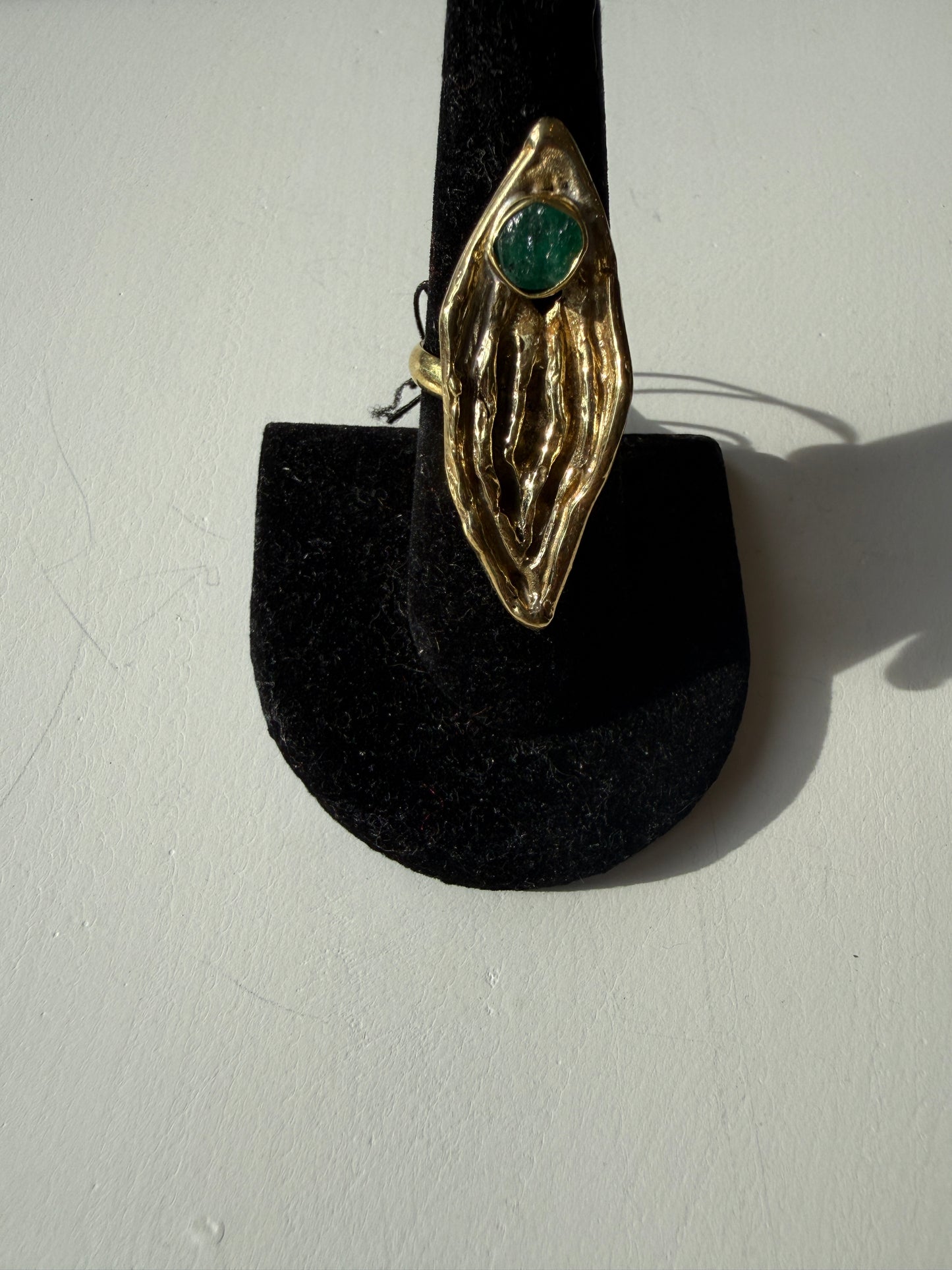 Brass and Emerald Ring