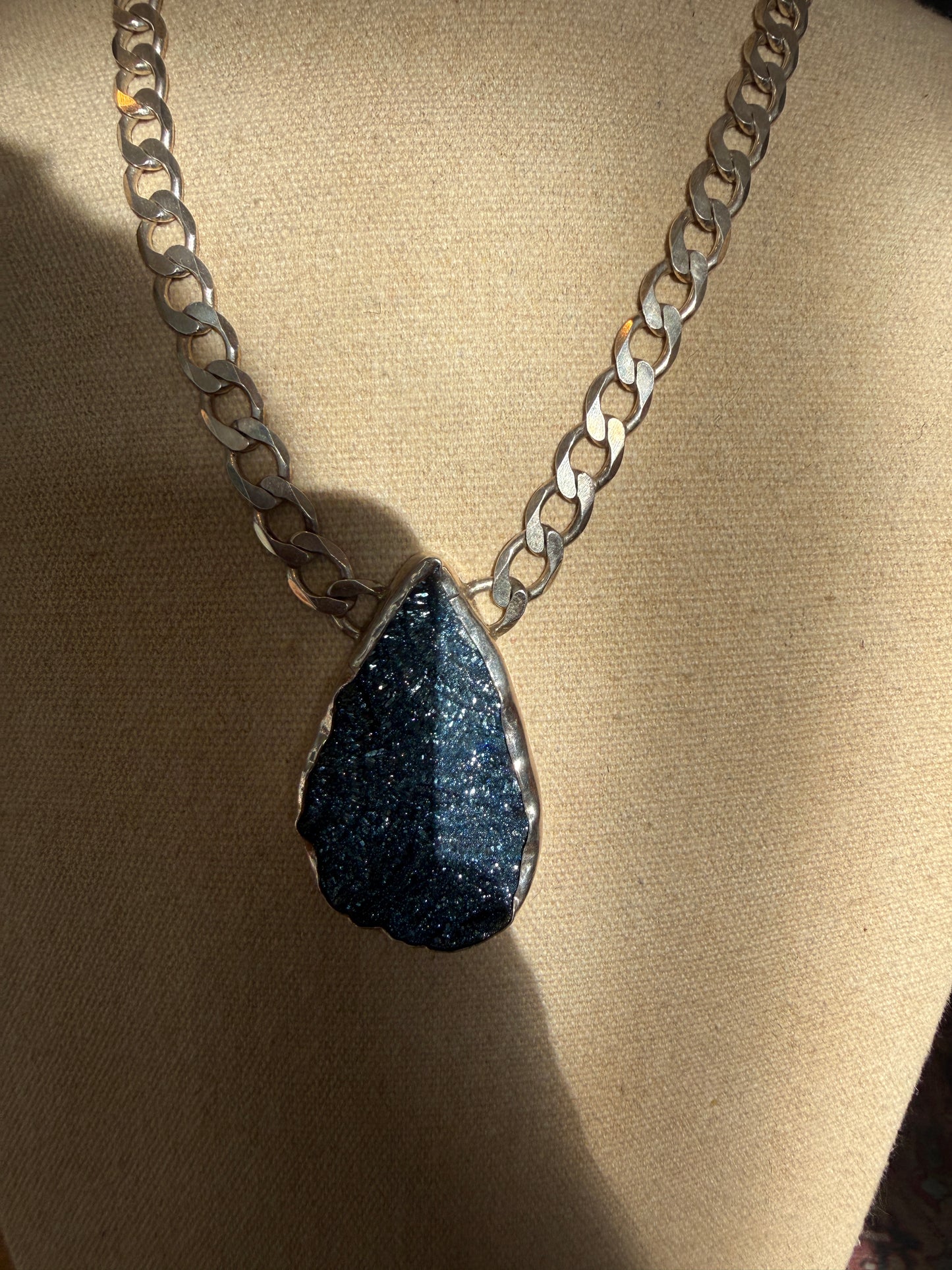 Silver and Druzy Blue Necklace
