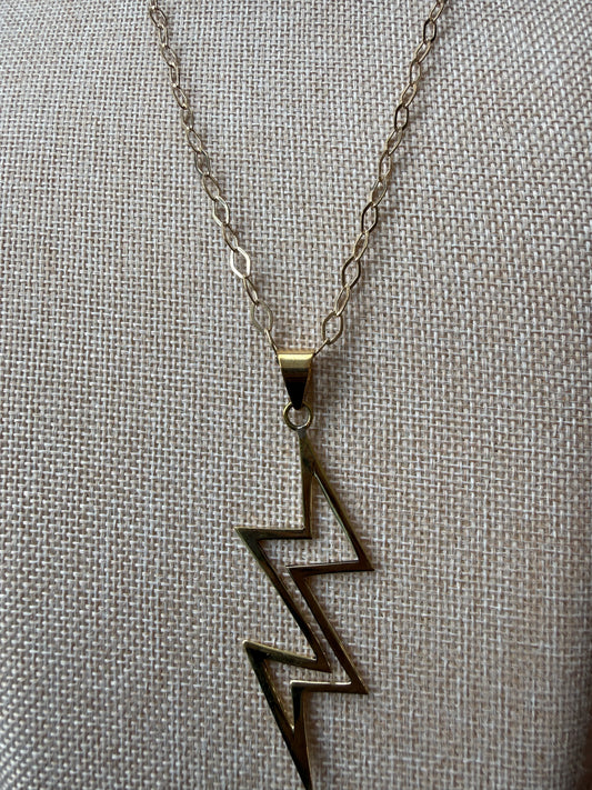 Brass Lightning Strike Necklace