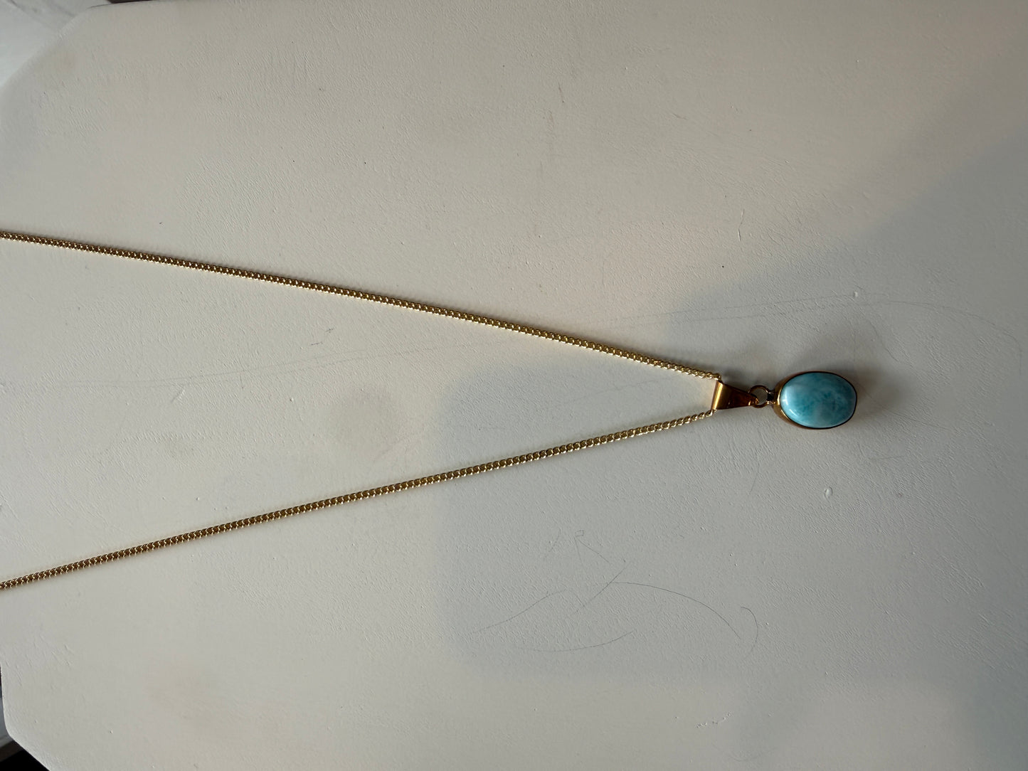 Larimar and Brass Oval Necklace