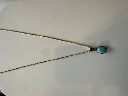 Larimar and Brass Oval Necklace