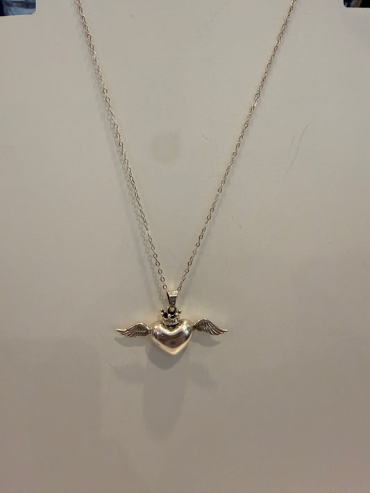 Brass Heart and Wings “Freedom” Necklace