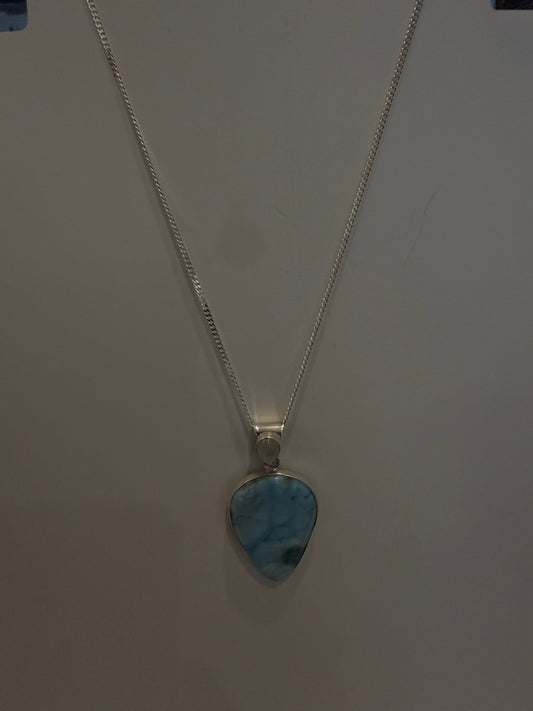 Moonstone and Larimar on Silver Chain Necklace