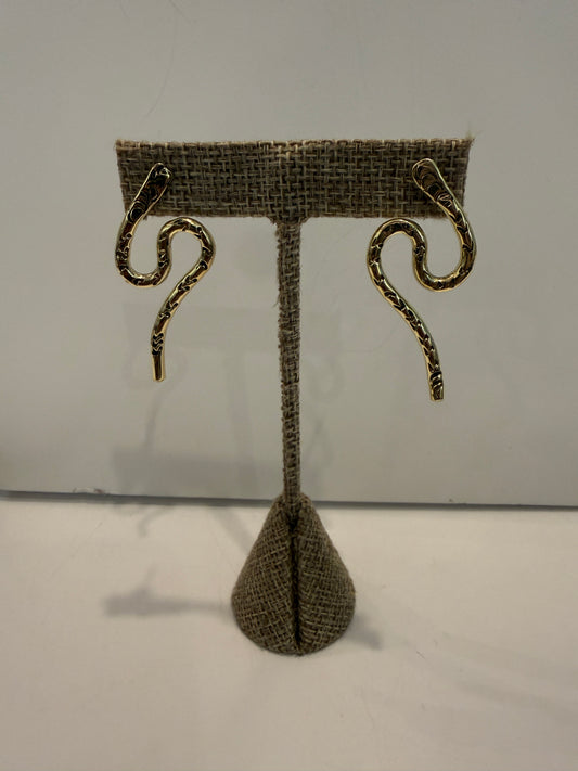 Engraved Snake Brass Earrings