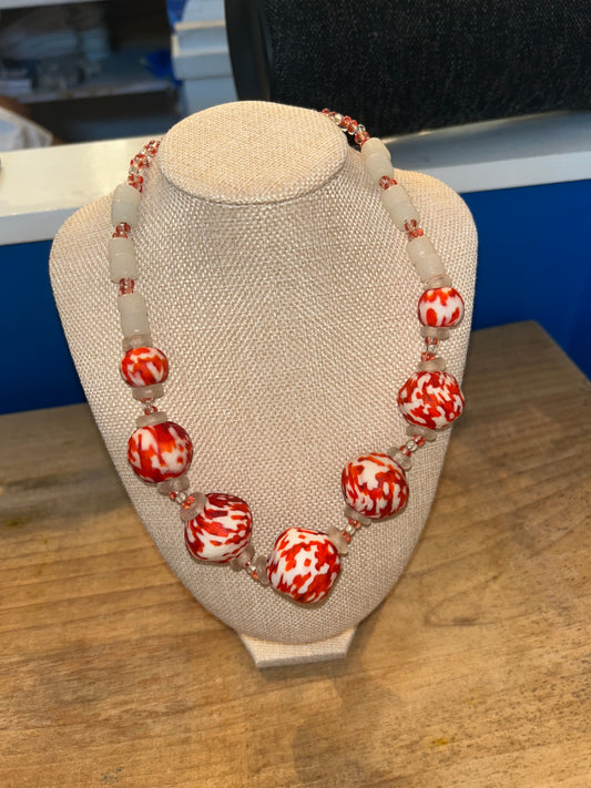 Chunky Glass Ball Ghanaian Beaded Necklace