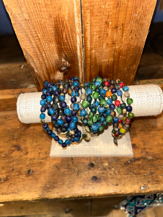 Multi Layered Stacked Ghanaian Glass Bracelet