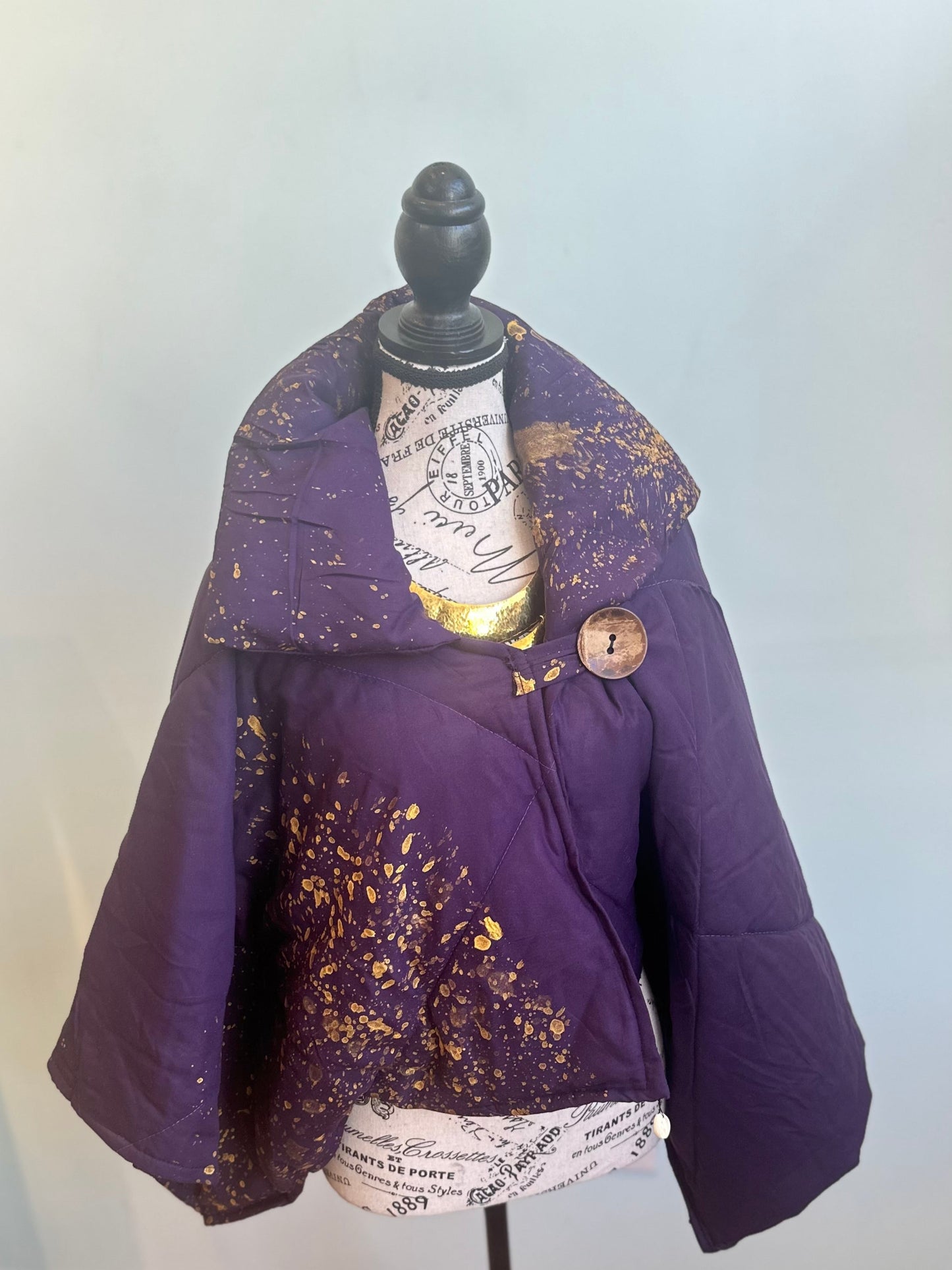 Osun Crop Puffer Jacket (Handcrafted)- Purple