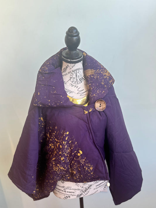 Osun Crop Puffer Jacket (Handcrafted)- Purple