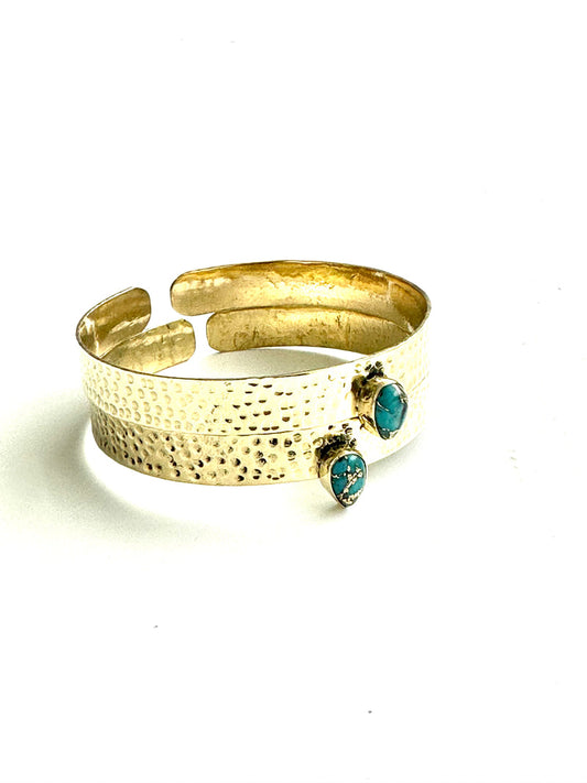 Sola Turquoise Hammered Bracelet Cuff