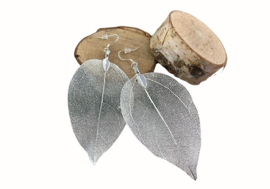 Real Leaf Sterling Silver Earrings