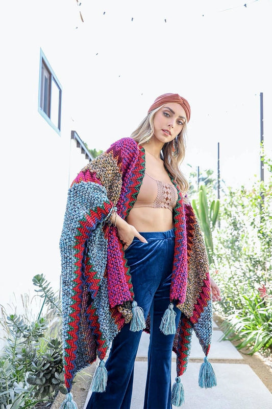 Boho Horizon Wrap (Cobalt, Mustard and Magenta)