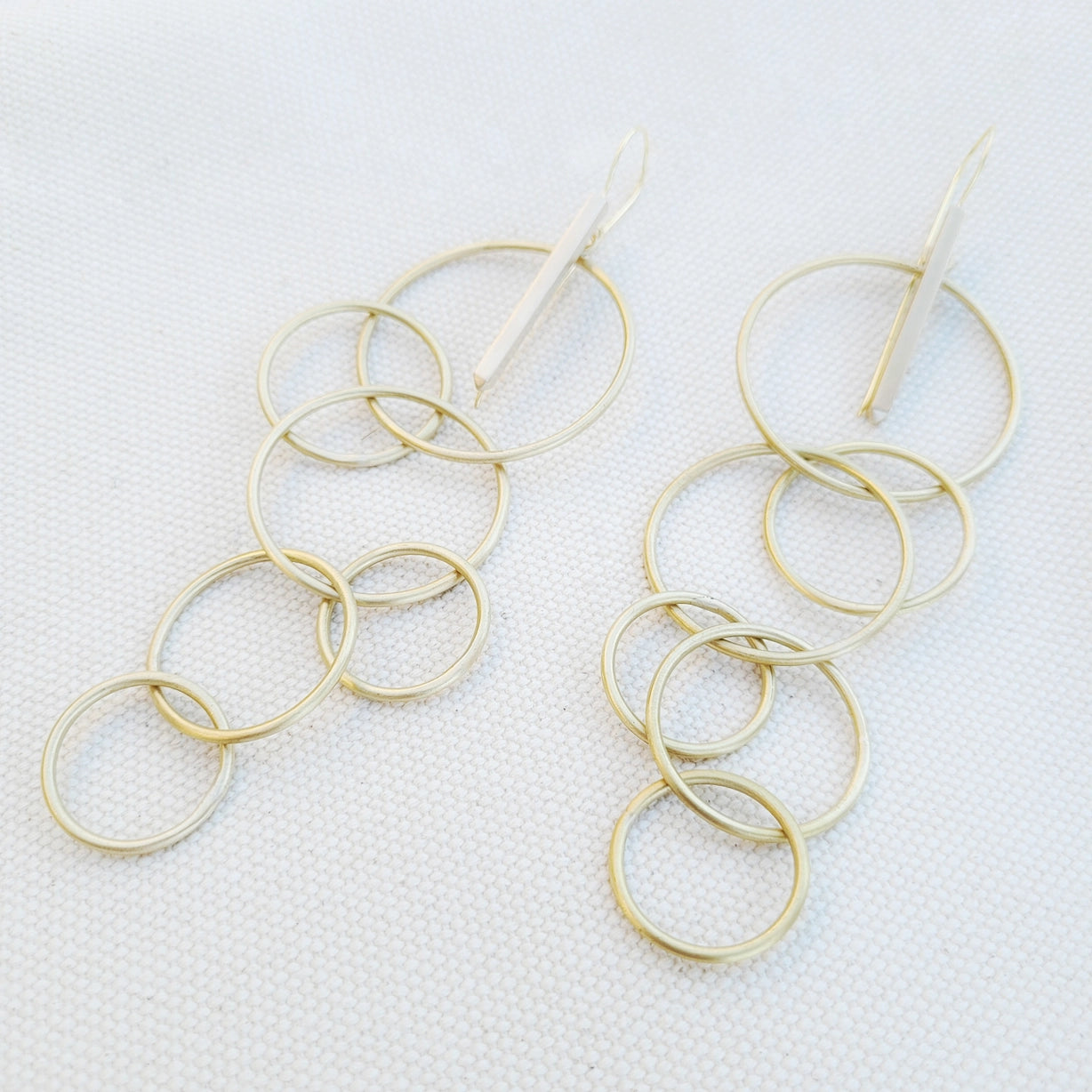 Modern Brass Long Hoop Chandelier Earrings